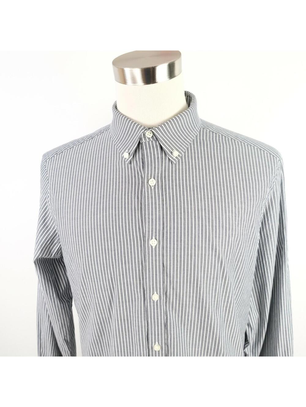 Crosby & Howard Mens Button Up Navy White Striped Shirt XL